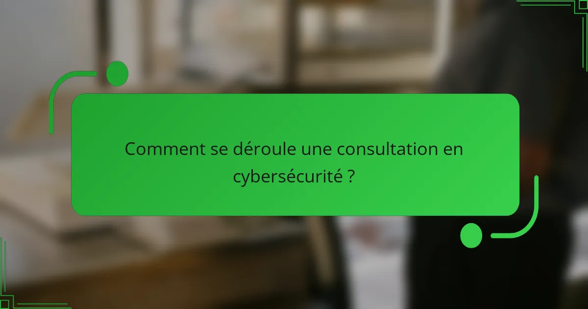 Comment se déroule une consultation en cybersécurité ?