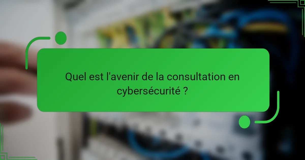 Quel est l'avenir de la consultation en cybersécurité ?