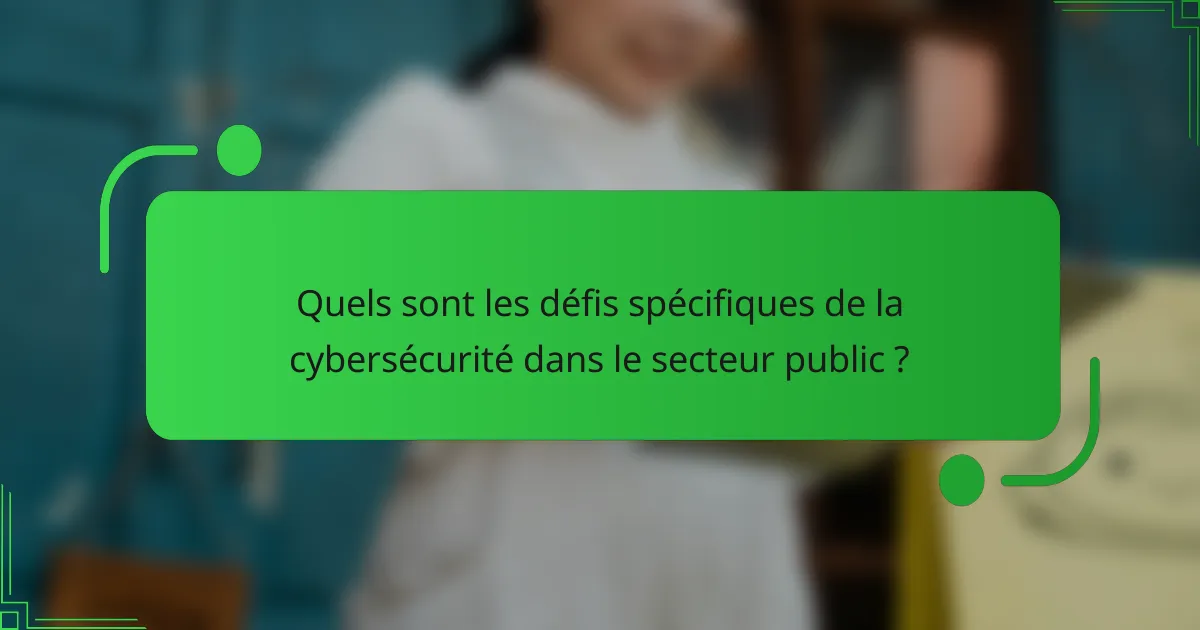 Quels sont les défis spécifiques de la cybersécurité dans le secteur public ?