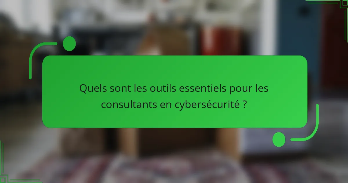Quels sont les outils essentiels pour les consultants en cybersécurité ?
