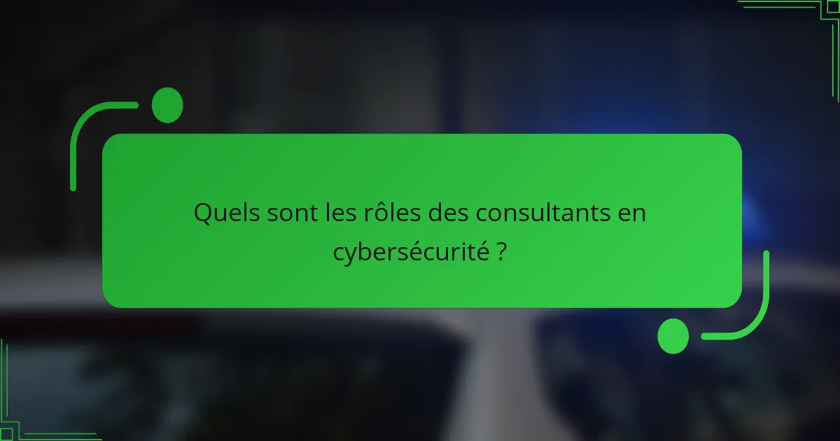 Quels sont les rôles des consultants en cybersécurité ?